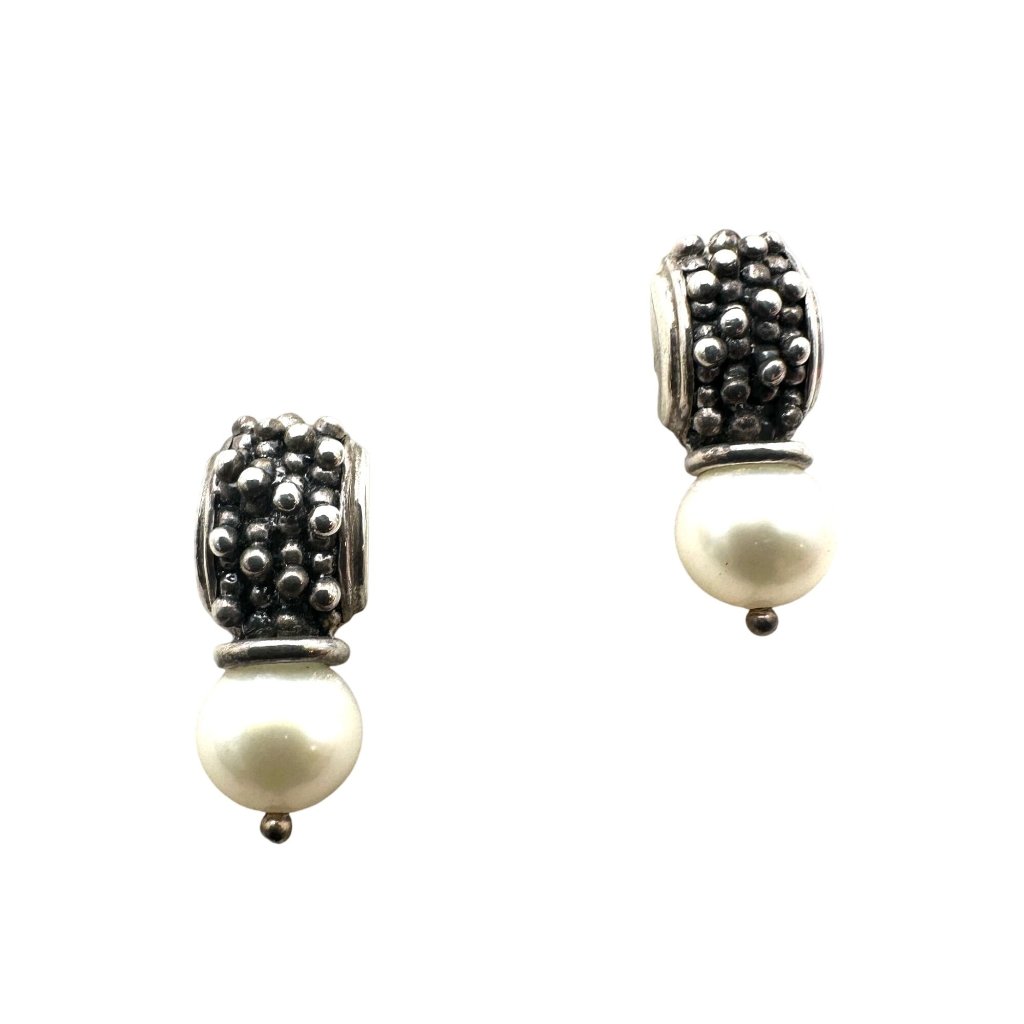 Michael Dawkins Earrings Sterling Silver Pierced Caviar Pearl Design 99$